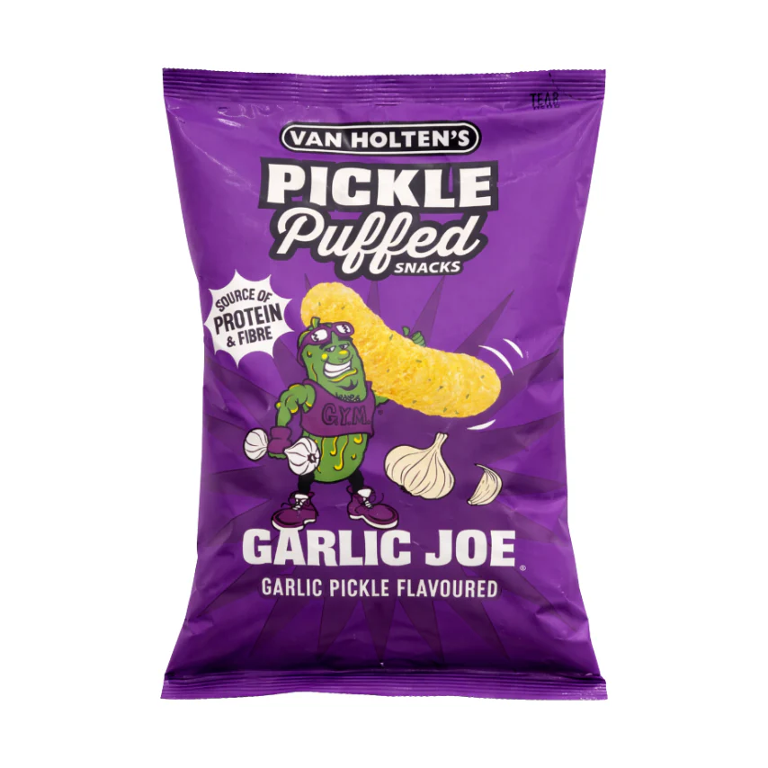 VAN HOLTENS PICKLE PUFFED SNACKS GARLIC JOE  10 x 90g