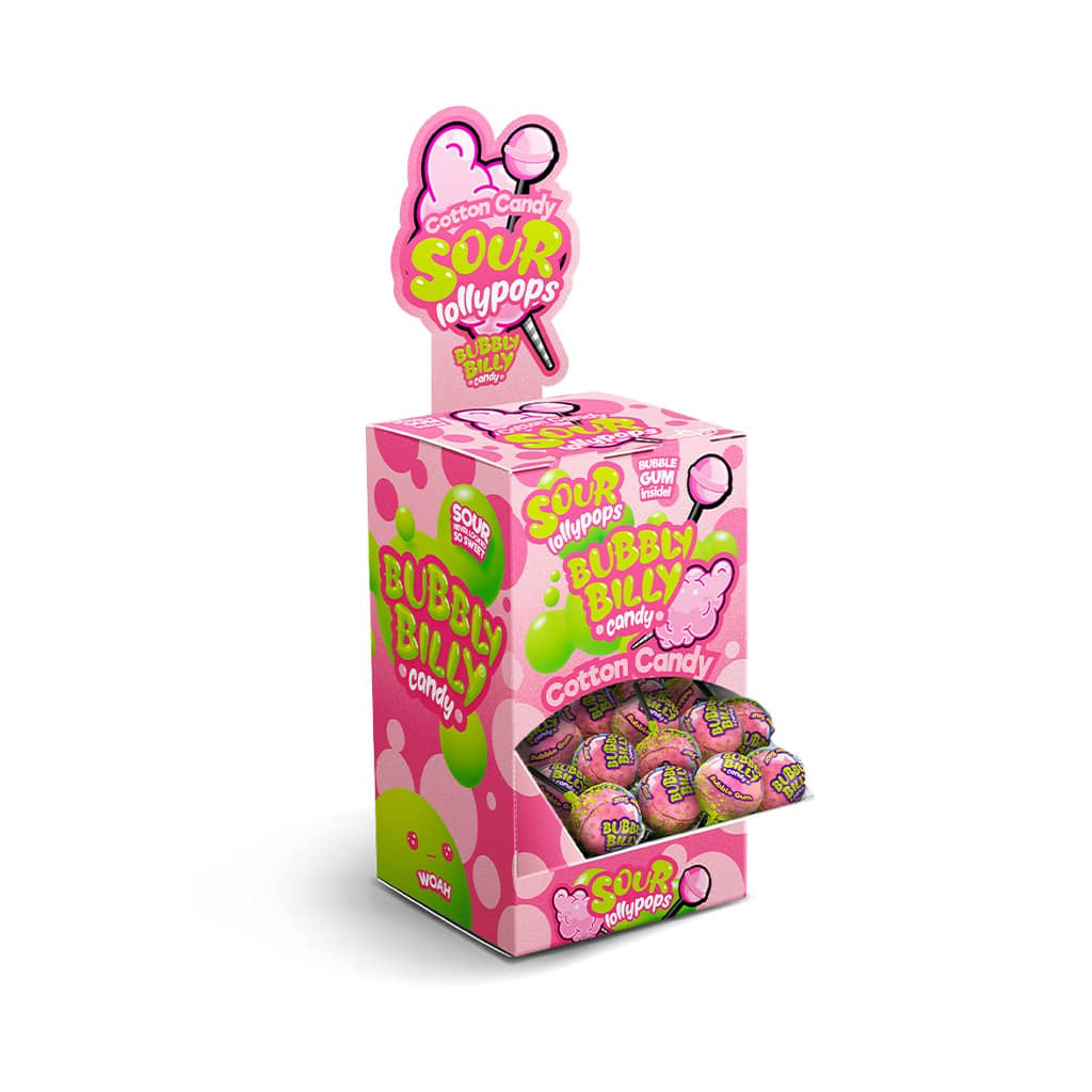 BUBBLY BILLY LOLLYPOPS COTTON CANDY 100 x 17g