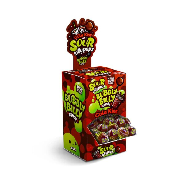 BUBBLY BILLY LOLLYPOPS COLA KISS 100 x 17g