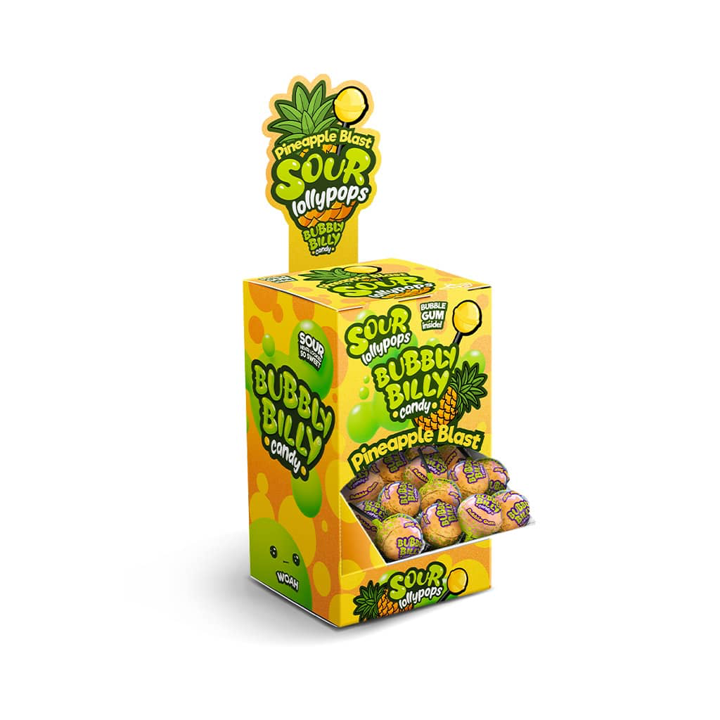 BUBBLY BILLY LOLLYPOPS PINEAPPLE BLAST 100 x 17g | EPIC Operations